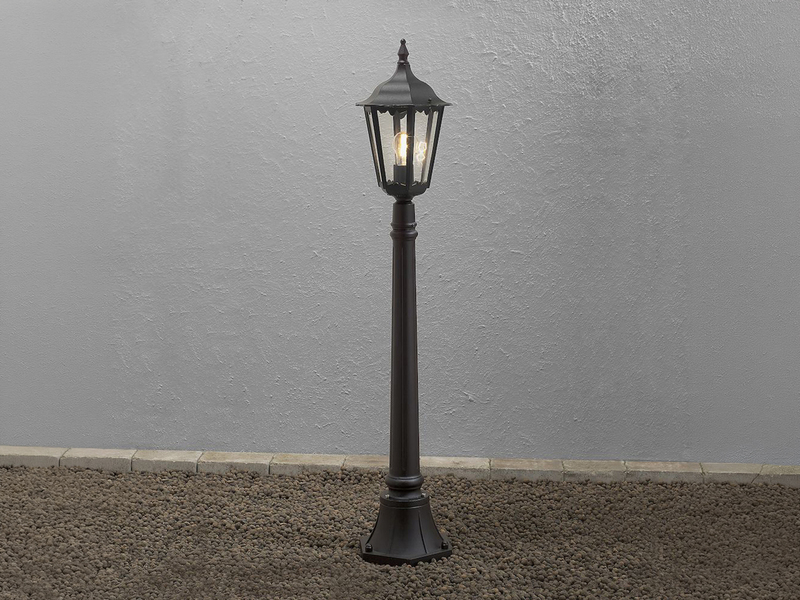 Wegeleuchte aus Aluminium Schwarz, antike E27 Gartenlaterne, Höhe 120cm