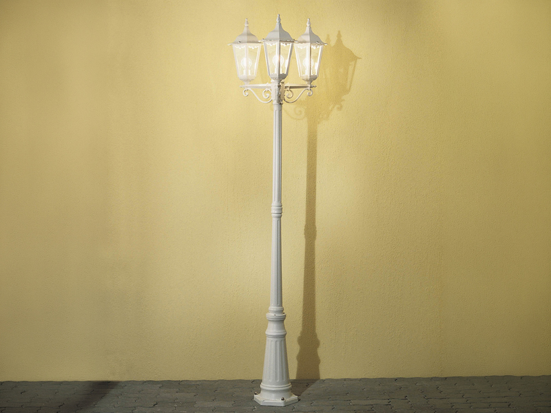 Große Straßenlaterne Aluminium Weiß, E27 Gartenlaterne 3-flammig, Höhe 220cm