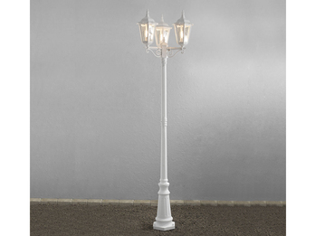 Große Straßenlaterne Aluminium Weiß, E27 Gartenlaterne 3-flammig, Höhe 220cm