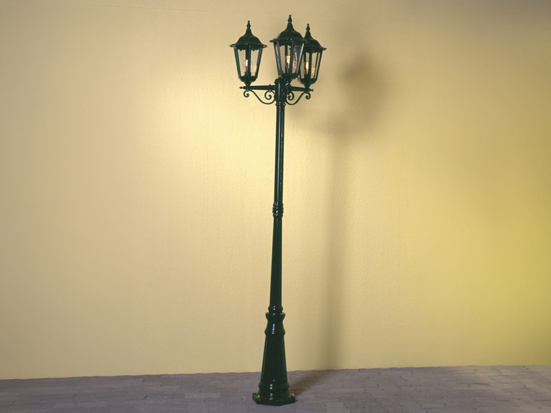 Große Straßenlaterne Aluminium Grün, E27 Gartenlaterne 3-flammig, Höhe 220cm