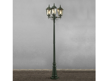 Große Straßenlaterne Aluminium Grün, E27 Gartenlaterne 3-flammig, Höhe 220cm