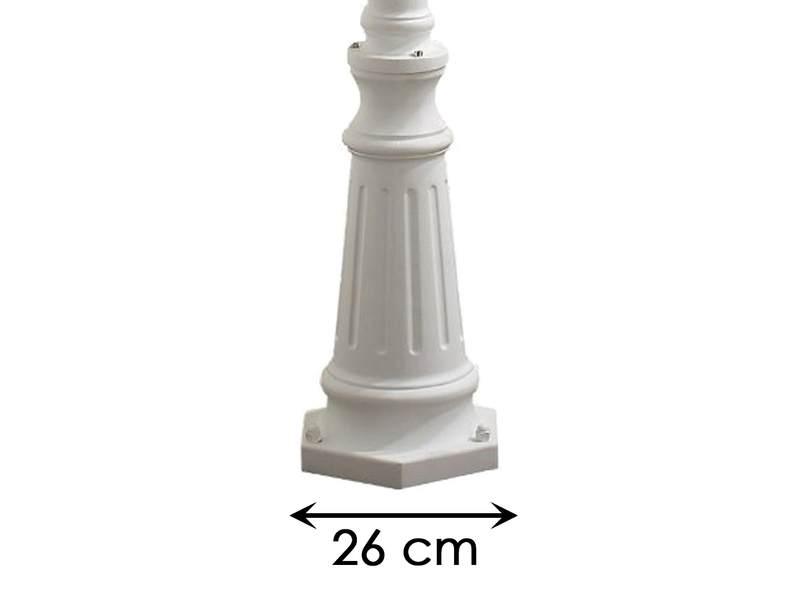 2er-Set weiße Gartenlaterne FIRENZE 3 x E27 Aluminium, inkl. Pfahl und Fundament