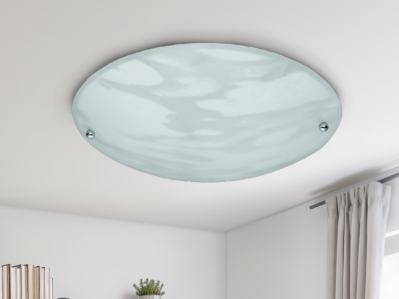 Kleine flache Deckenleuchte LANA mit Glasschirm Alabasterfarbig Ø 25cm