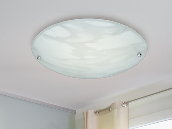 Kleine flache Deckenleuchte LANA mit Glasschirm Alabasterfarbig Ø 25cm