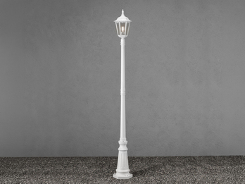 Straßenlaterne aus Aluminium Weiß, antike E27 Mastleuchte, Höhe 210cm