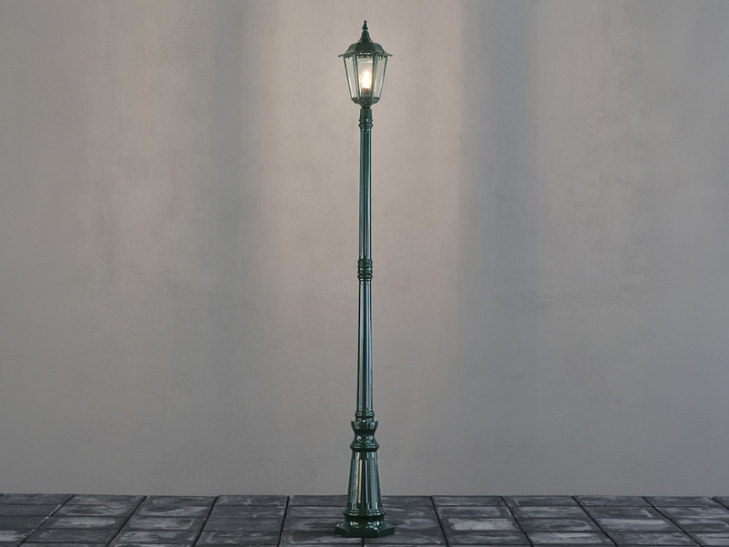 Straßenlaterne aus Aluminium Grün, antike E27 Mastleuchte, Höhe 210cm