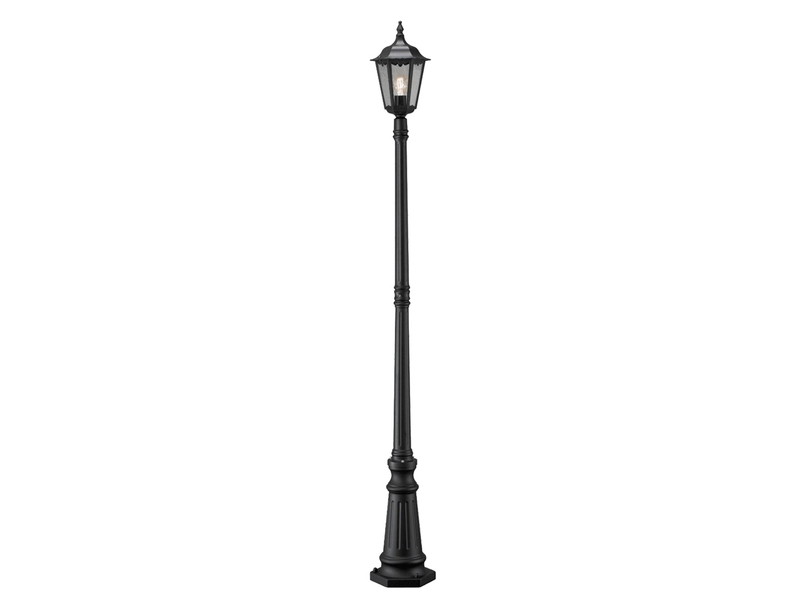 Straßenlaterne aus Aluminium Schwarz, antike E27 Mastleuchte, Höhe 210cm