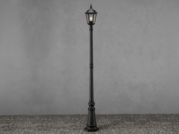 Straßenlaterne aus Aluminium Schwarz, antike E27 Mastleuchte, Höhe 210cm