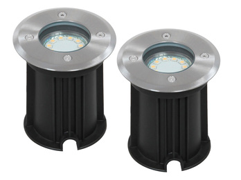 2er-Set LED Bodeneinbaustrahler, rund, belastbar bis zu 800 kg
