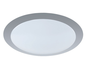 Flache LED Deckenlampe GONZALO aus Kunststoff Grau, Lampenschirm Weiß Ø 34cm