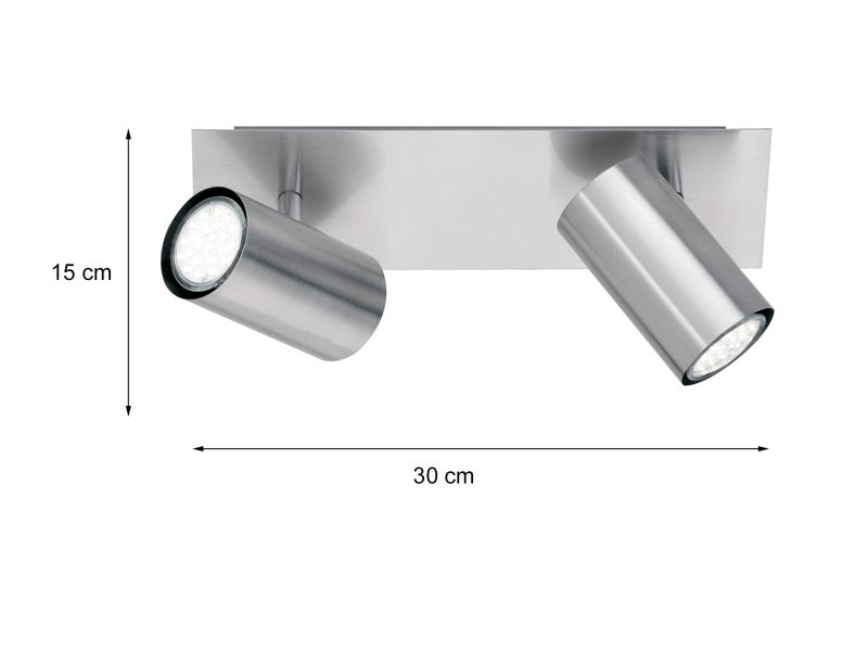 Deckenstrahler MARLEY Metall Silber 2-flammig, Breite 30cm