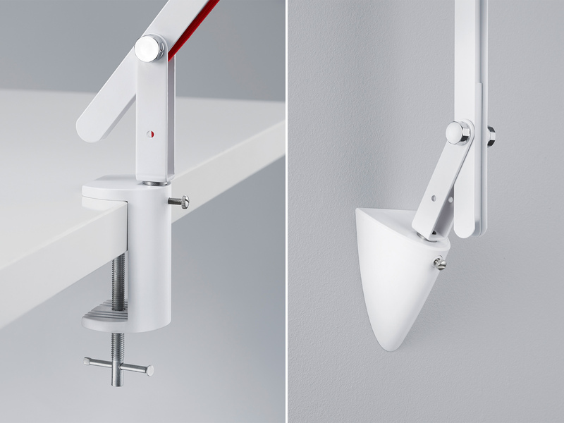 LED Schreibtischlampe AMSTERDAM Weiß, auch zum Klemmen, Höhe max. 90cm