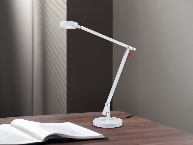 LED Schreibtischlampe AMSTERDAM Weiß, auch zum Klemmen, Höhe max. 90cm