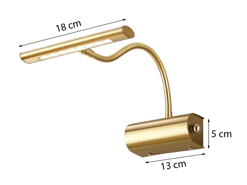 Flexible LED Bilderleuchte CURTIS Messing matt, Drehdimmer