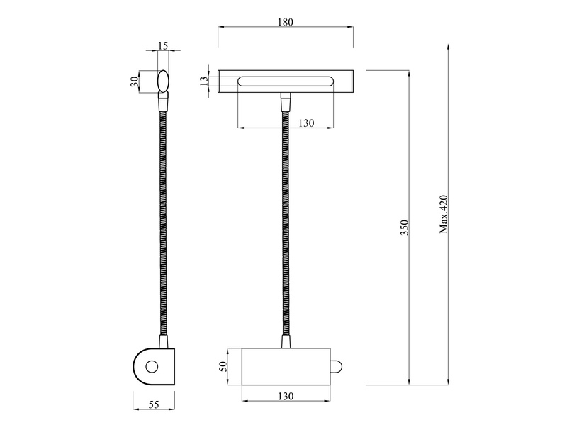 Flexible LED Bilderleuchte CURTIS Messing matt, Drehdimmer