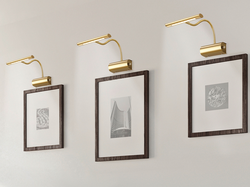 Flexible LED Bilderleuchte CURTIS Messing matt, Drehdimmer