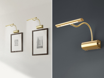 Flexible LED Bilderleuchte CURTIS Messing matt, Drehdimmer