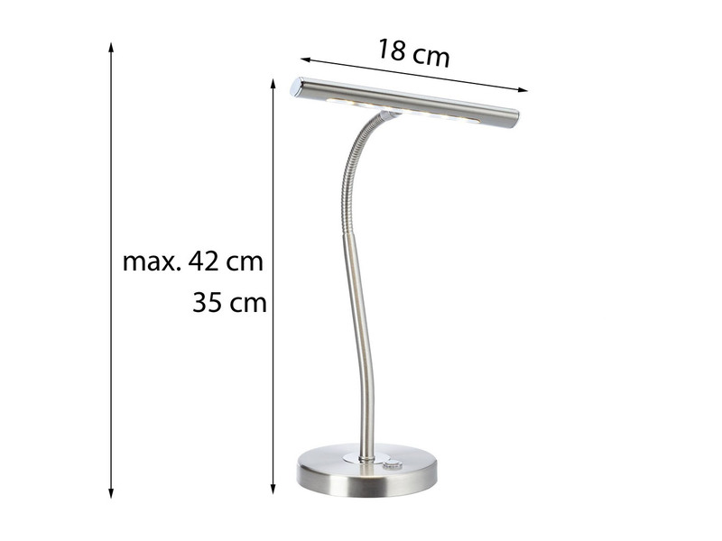 Flexible LED Schreibtischleuchte CURTIS Silber matt, 4-Stufen Dimmer