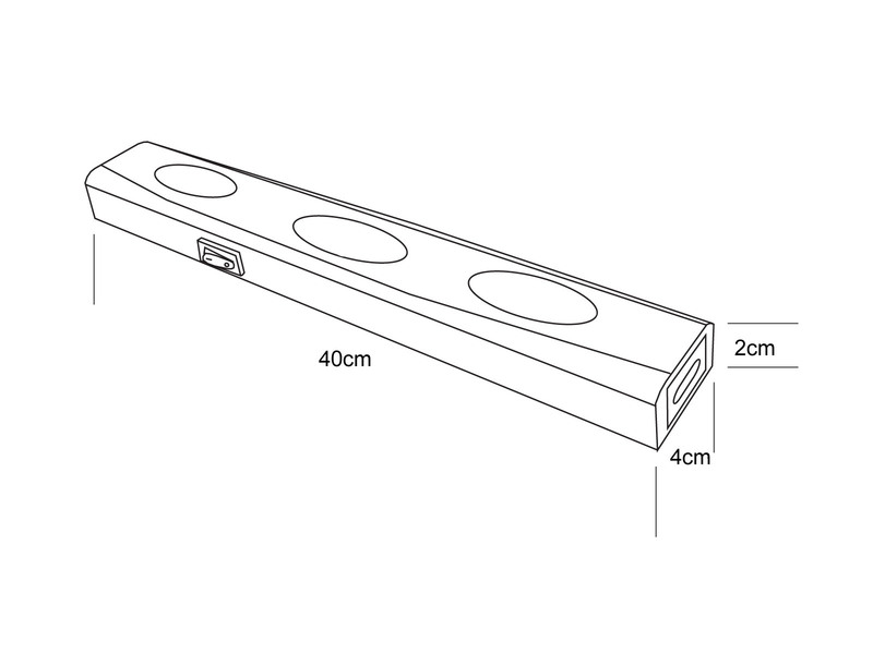 LED Unterbauleuchte ARAGON flach, Schalter & 230V Direktanschluss, Länge 40cm