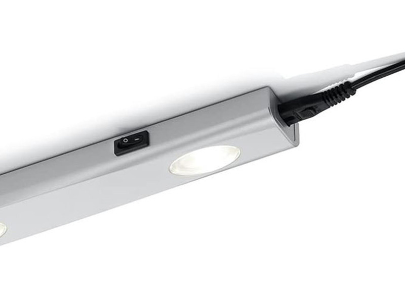 LED Unterbauleuchte ARAGON Silber flach mit Schalter, 230V Direktanschluss, 40cm