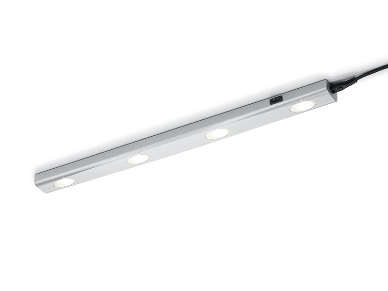 LED Unterbauleuchte ARAGON Silber flach mit Schalter, 230V Direktanschluss, 55cm