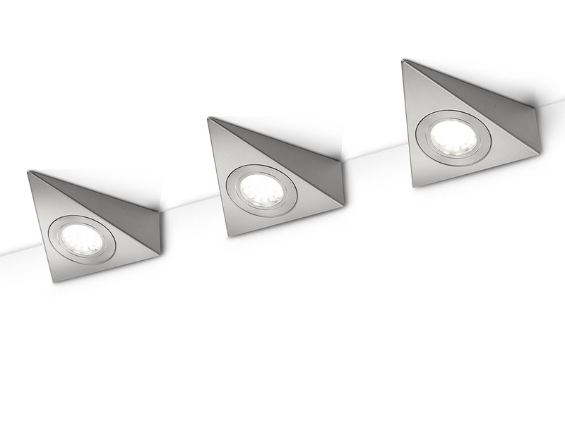 3er SET LED Unterbauleuchten ECCO dreieckig mit Schalter, Breite je 12,4cm