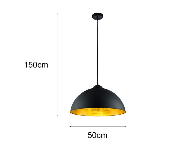 Pendelleuchte ROMINO II Metall Lampenschirm Schwarz Gold Ø 50cm