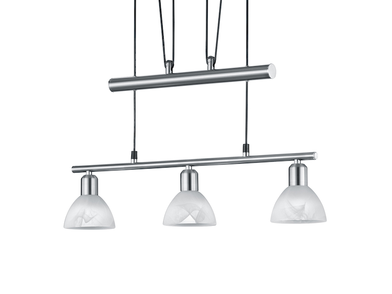 LED Pendelleuchte LEVISTO Silber 3-flammig höhenverstellbar bis 160cm, B: 60cm