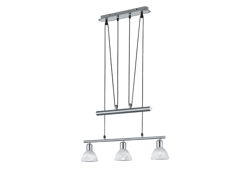 LED Pendelleuchte LEVISTO Silber 3-flammig höhenverstellbar bis 160cm, B: 60cm