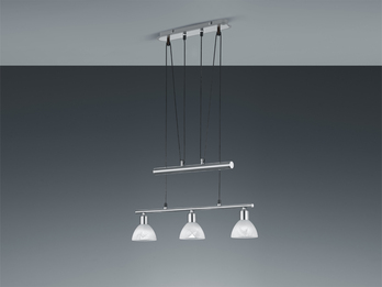 Höhenverstellbare LED Zugpendelleuchte LEVISTO Silber, 3-flammig Breite 60cm
