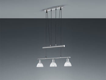 LED Pendelleuchte LEVISTO Silber 3-flammig höhenverstellbar bis 160cm, B: 60cm