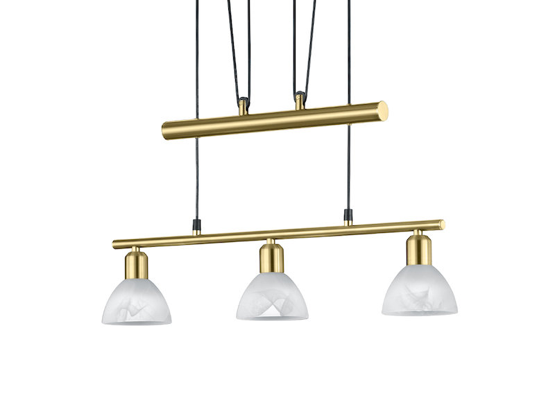 LED Pendelleuchte LEVISTO Messing 3-flammig höhenverstellbar bis 160cm, B: 60cm