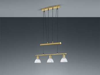 LED Pendelleuchte LEVISTO Messing 3-flammig höhenverstellbar bis 160cm, B: 60cm