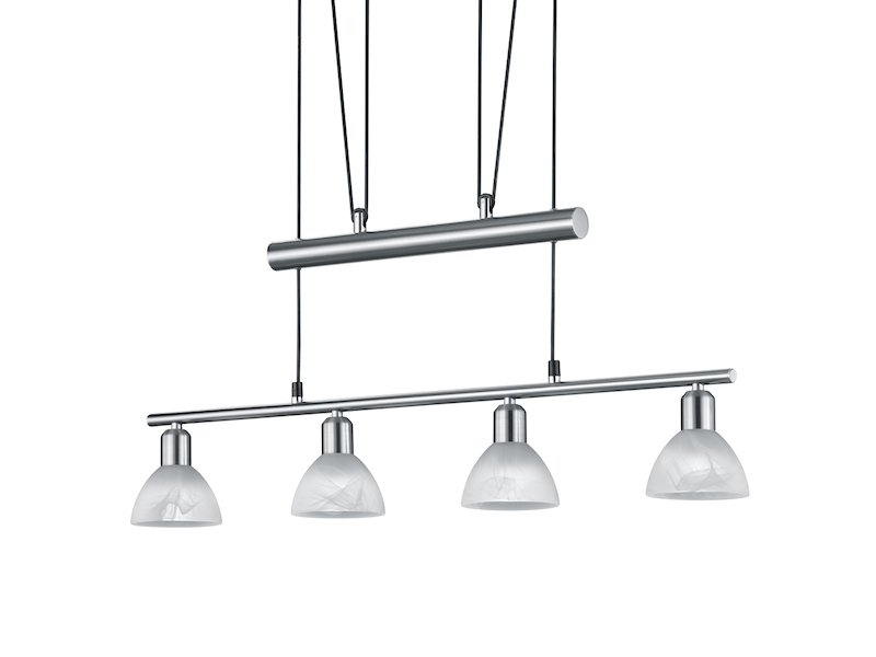 LED Pendelleuchte LEVISTO Silber 4-flammig höhenverstellbar bis 160cm, B: 80cm