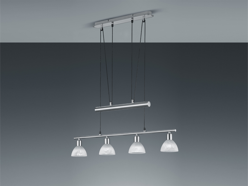 Höhenverstellbare LED Zugpendelleuchte LEVISTO Silber, 4-flammig Breite 80cm