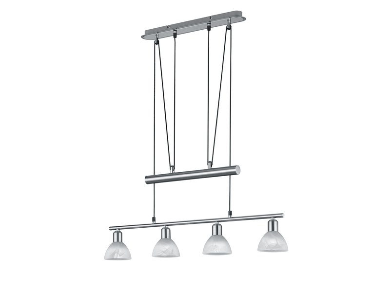 LED Pendelleuchte LEVISTO Silber 4-flammig höhenverstellbar bis 160cm, B: 80cm
