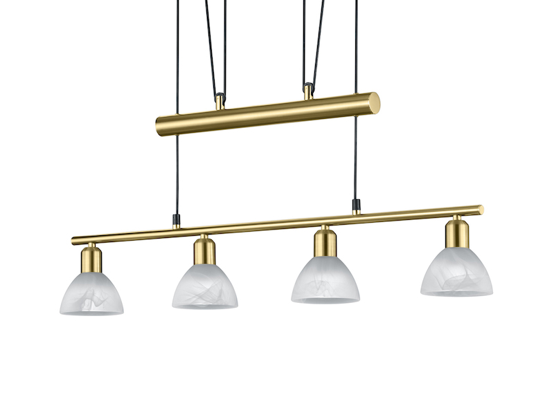 LED Pendelleuchte LEVISTO Messing 4-flammig höhenverstellbar bis 160cm, B: 80cm