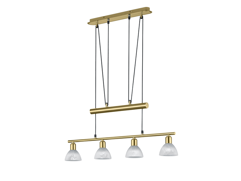 LED Pendelleuchte LEVISTO Messing 4-flammig höhenverstellbar bis 160cm, B: 80cm