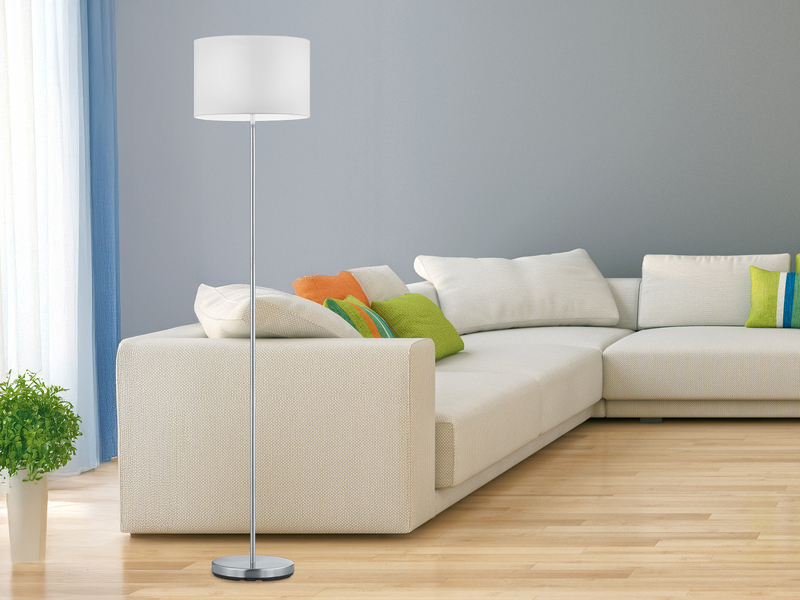 Klassische Stehlampe HOTEL mit E27 Stoffschirm Weiß, Höhe 160cm