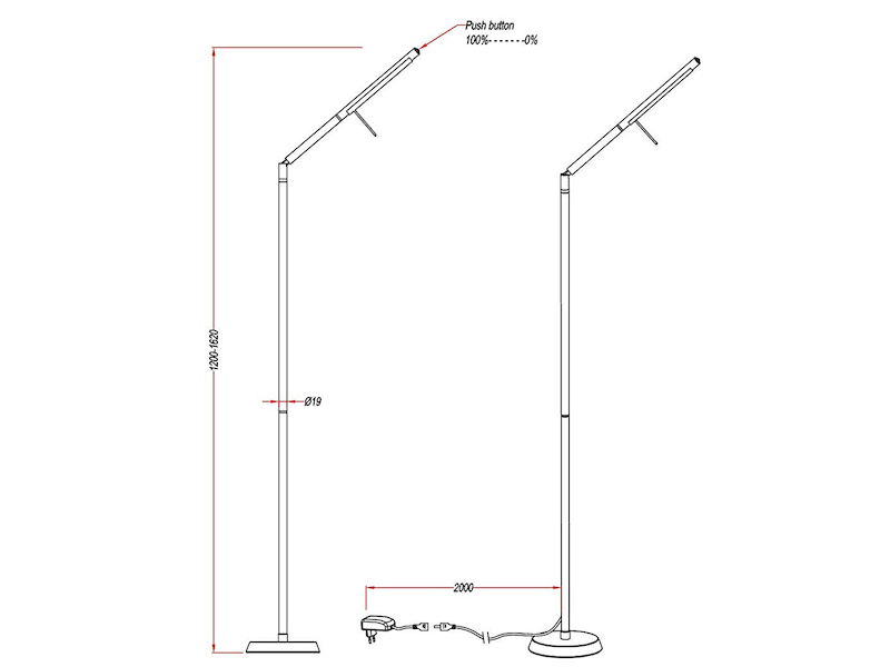 LED Stehlampe FILIGRAN dimmbar über Sensor, Metall Silber, Höhe 162cm