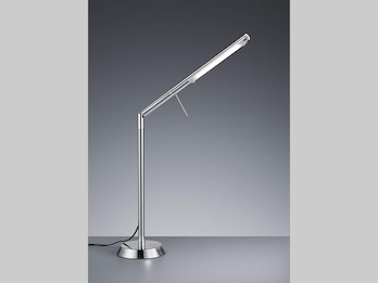 Große LED Schreibtischleuchte stufenlos dimmbar Silber matt, Höhe 85cm
