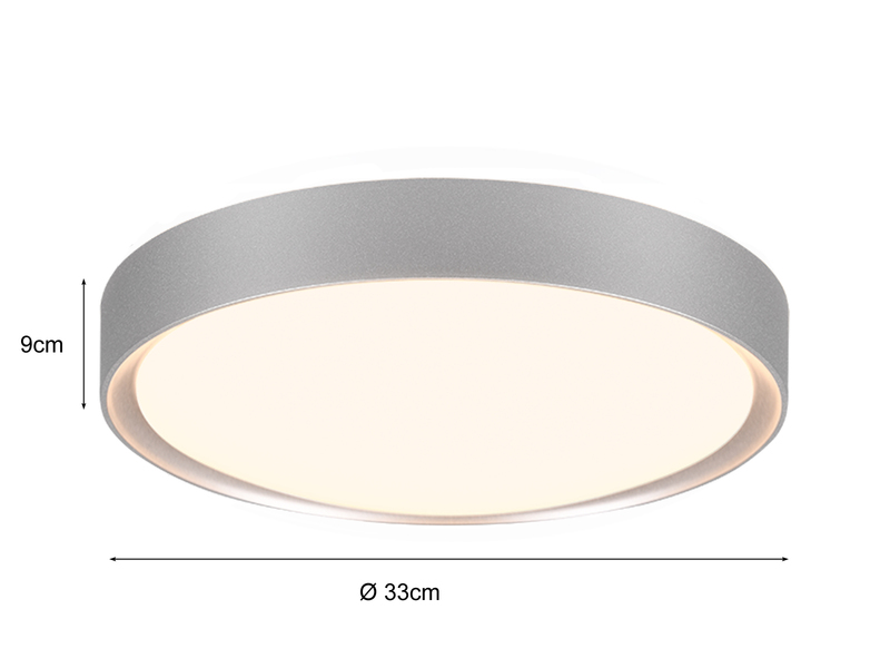 LED Bad Deckenleuchte CLARIMO in Grau, IP44 Ø 33cm