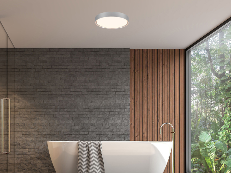 LED Bad Deckenleuchte CLARIMO in Grau, IP44 Ø 33cm