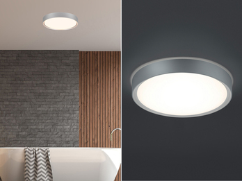 LED Bad Deckenleuchte CLARIMO in Grau, IP44 Ø 33cm