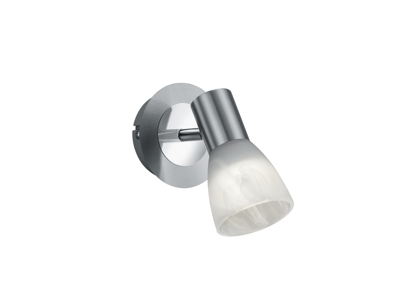 LED Wandstrahler LEVISTO Silber mit Glas Lampenschirm, Breite 10cm