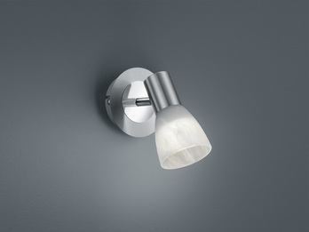 LED Wandstrahler LEVISTO Silber mit Glas Lampenschirm, Breite 10cm