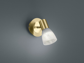 LED Wandstrahler LEVISTO 1-flammig Gold Glaslampenschirm schwenkbar Höhe 19 cm