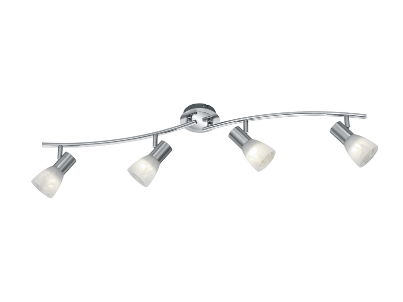 LED Deckenstrahler LEVISTO 4-flammig Silber Glaslampenschirme schwenkbar 88 cm