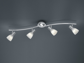 LED Deckenstrahler LEVISTO 4-flammig Silber Glaslampenschirme schwenkbar 88 cm