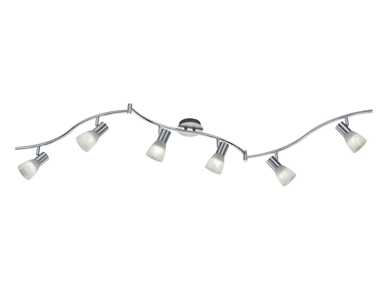 LED Deckenstrahler LEVISTO 6-flammig Silber Glaslampenschirme schwenkbar 180 cm